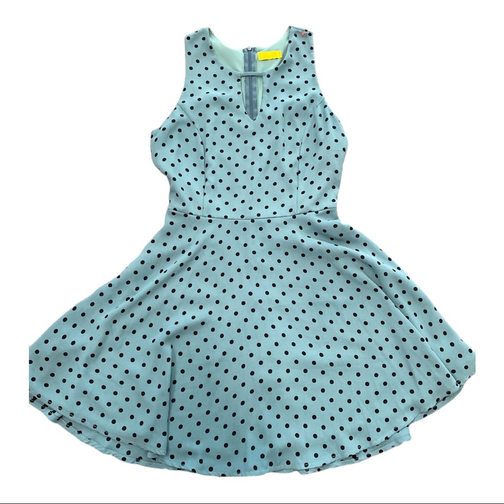 DEE ELLE Green Black POLKADOT Skater DRESS Small